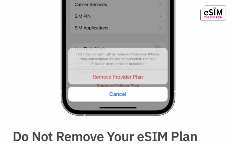 Tuyệt đối không xóa Profile eSIM khi gặp sự cố để tránh mất hoàn toàn gói cước đã mua.